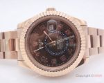 Fake Rolex Sky Dweller Rose Gold Watch w/ Working Time Zone Brown Face